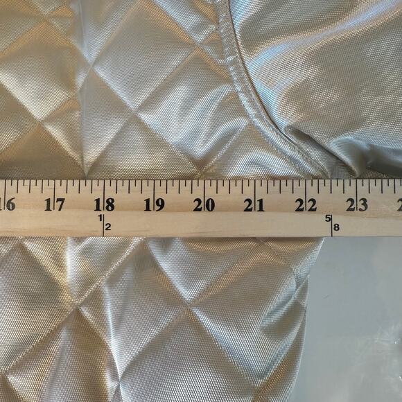 Regent Park Quilted Satin Jacket Women M Gold Beige Faux Fur Collar Winter Coat - Picture 7 of 10